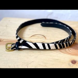 J. CREW Zebra Calf-Hair Belt Size Small